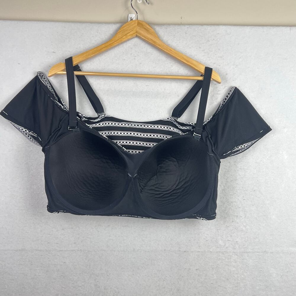 Cacique Swim Lane Bryant 44F Black & White Striped Bandeau Women's Swim Top - Picture 3 of 9